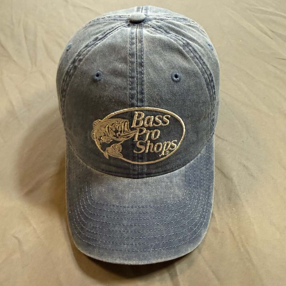 Bass Pro Shops Gone Fishing Wash Cotton Strapback Baseball Cap Hat